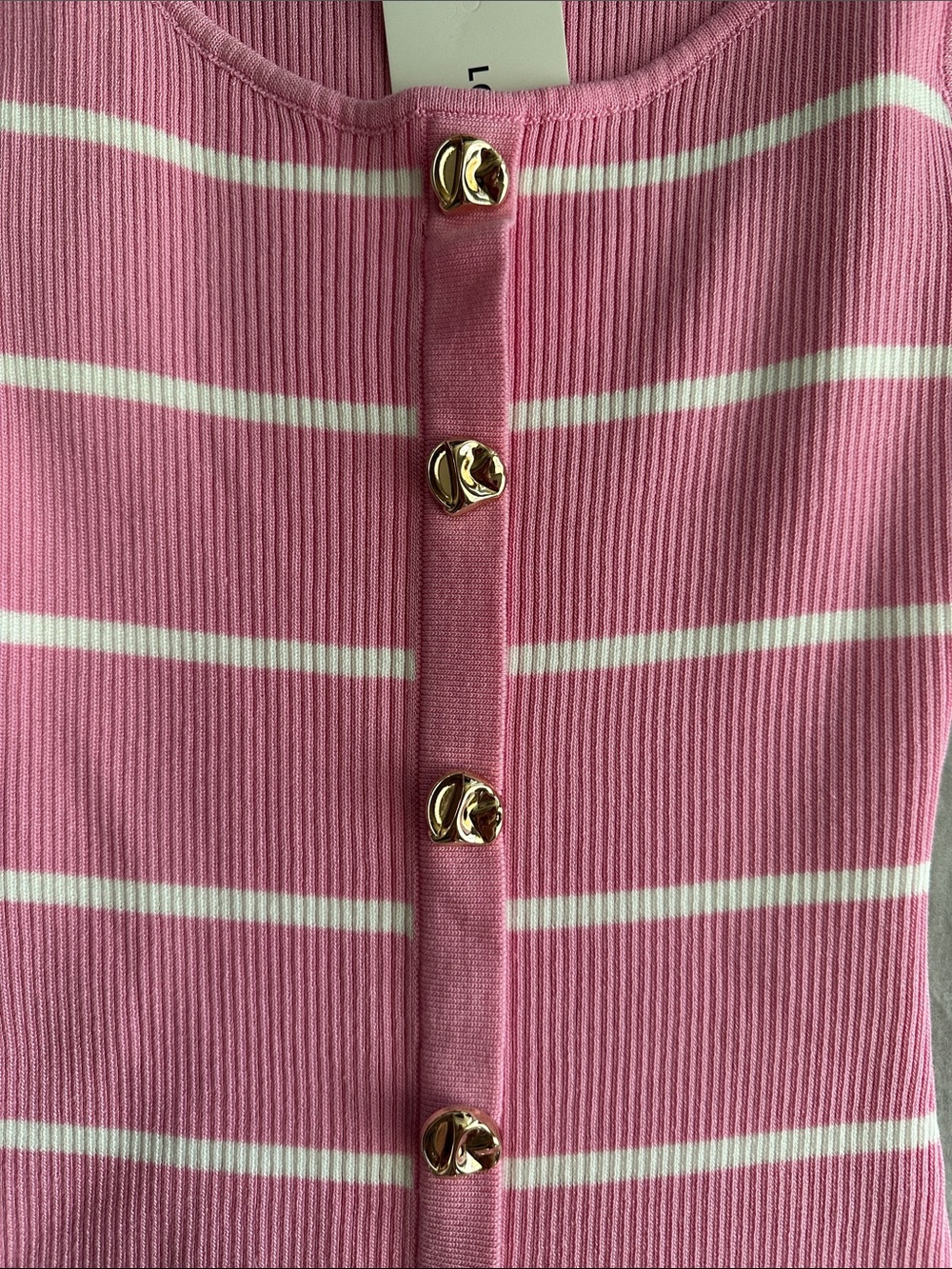 Pink Striped Ribbed Button-Front Mini Dress - Picture 3 of 3
